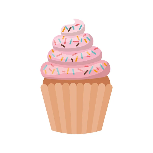 Delicious cupcake with cream on white background — Stock Vector