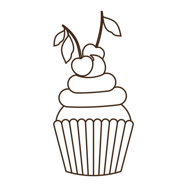 Delicioso cupcake com creme no fundo branco — Vetor de Stock