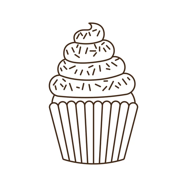 Läcker cupcake med grädde på vit bakgrund — Stock vektor
