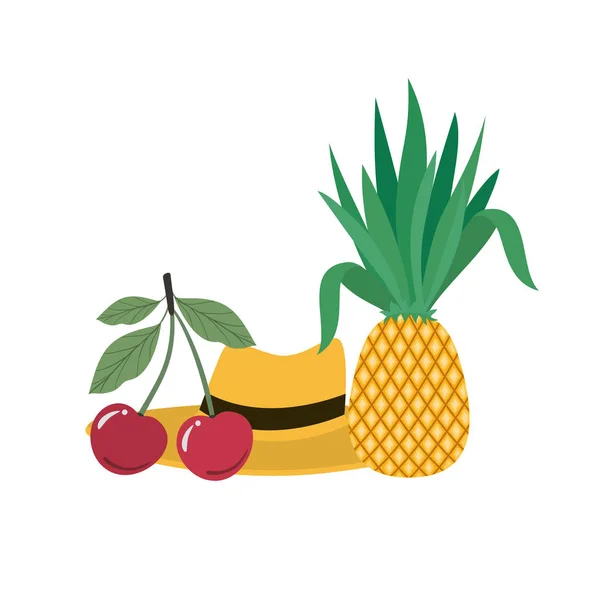 Läckra tropiska frukter av sommaren på vit bakgrund — Stock vektor