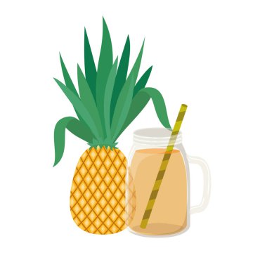 ananas ve sıska içecek ile cam