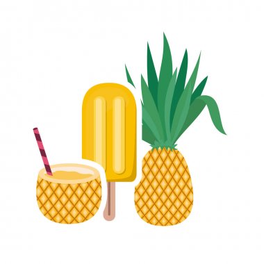 beyaz arka planda tropikal meyve dondurma