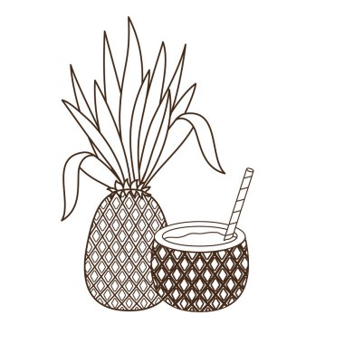 beyaz arka plan yaz için ananas kokteyli