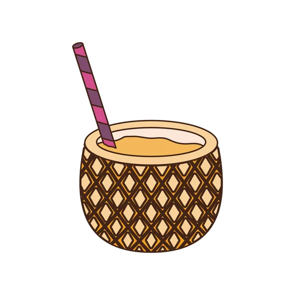 Cocktail d'ananas pour l'été sur fond blanc — Image vectorielle