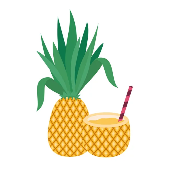 Ananas cocktail voor zomer op witte achtergrond — Stockvector