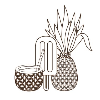 beyaz arka planda tropikal meyve dondurma