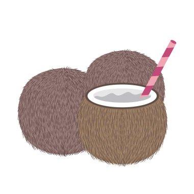 beyaz arka plan üzerinde yaz sıcağı için hindistan cevizi suyu