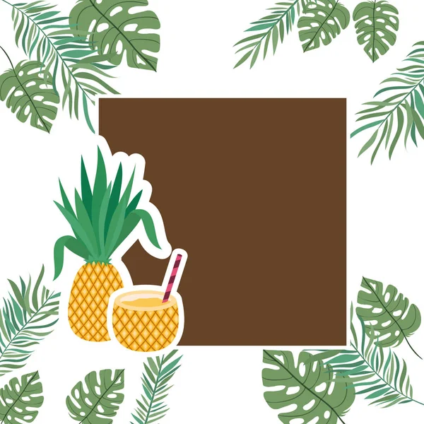 Motif de branche avec feuille d'été en fond blanc — Image vectorielle