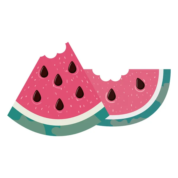 Teil der Wassermelone und weißer Hintergrund — Stockvektor