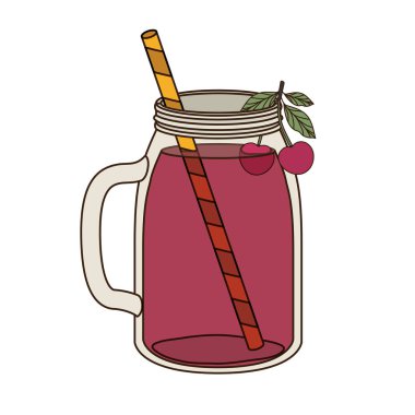 kiraz ve saman içecek ile cam