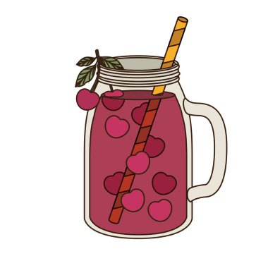 kiraz ve saman içecek ile cam