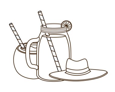 içecek portakal ve su hindistan cevizi ile cam