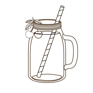 kiraz ve saman içecek ile cam