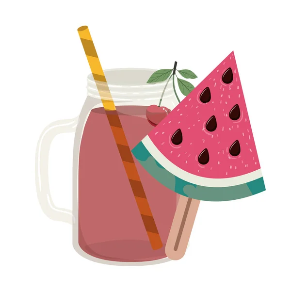 Vaso con bebida refrescante para el verano — Vector de stock