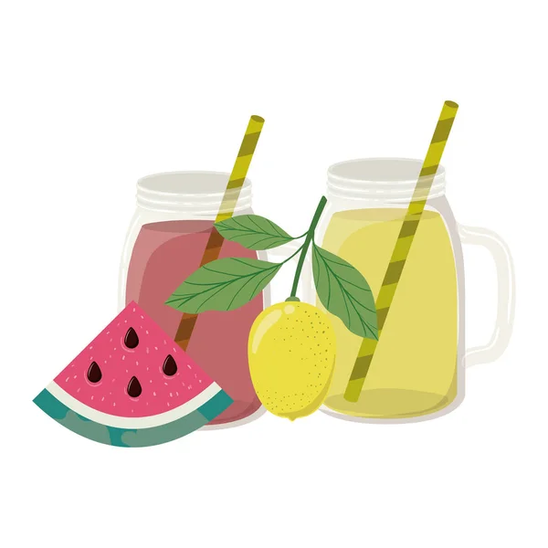 Vaso con bebida refrescante para el verano — Archivo Imágenes Vectoriales