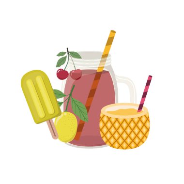 yaz için ferahlatıcı içecek ile cam