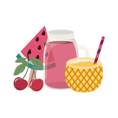 beyaz arka plan yaz için ananas kokteyli