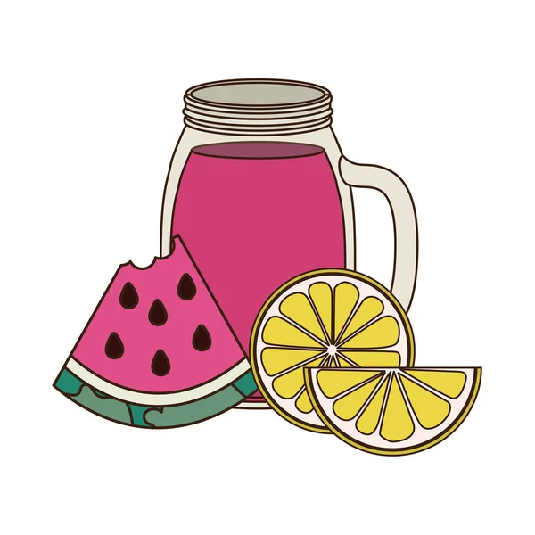 Szklanka z arbuza i słomy napój — Wektor stockowy