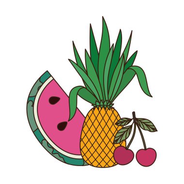 beyaz arka planda yaz lezzetli tropikal meyveler