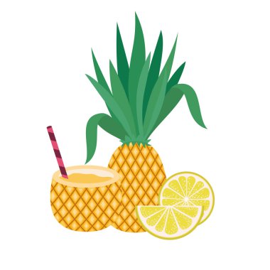 beyaz arka plan yaz için ananas kokteyli