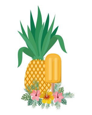 beyaz arka planda tropikal meyve dondurma