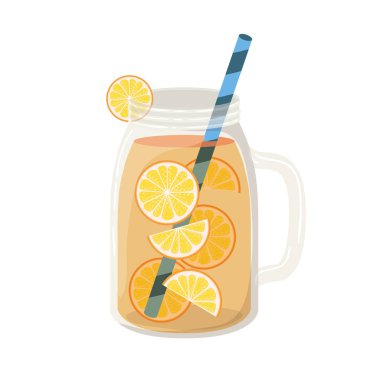 portakal ve saman içecek ile cam