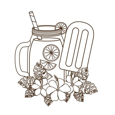 beyaz arka planda tropikal meyve dondurma