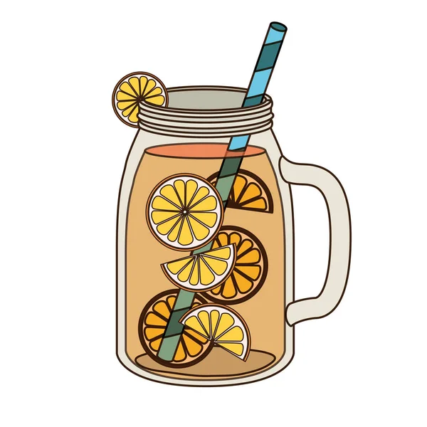 Szklanka z pomarańczowym i słomkowym napojem — Wektor stockowy