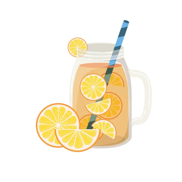 オレンジとわら飲料のグラス — ストックベクタ