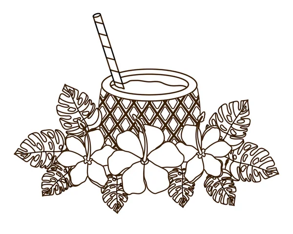 Beyaz arka plan yaz için ananas kokteyli — Stok Vektör