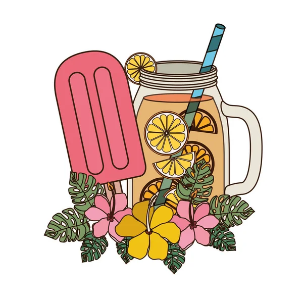 Glas med uppfriskande dryck för sommaren — Stock vektor