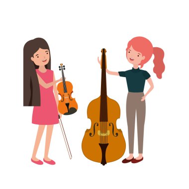 müzik aletleri karakteri olan kadınlar