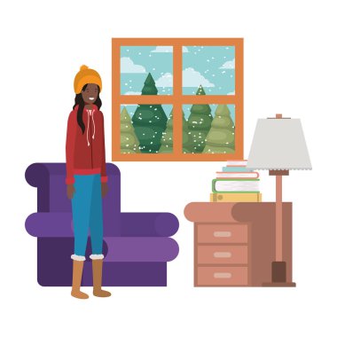 Pencere manzaralı bir kadın oturma odası