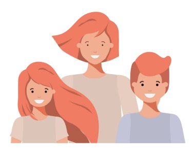 aile gülümseyen ve avatar karakter sallayarak