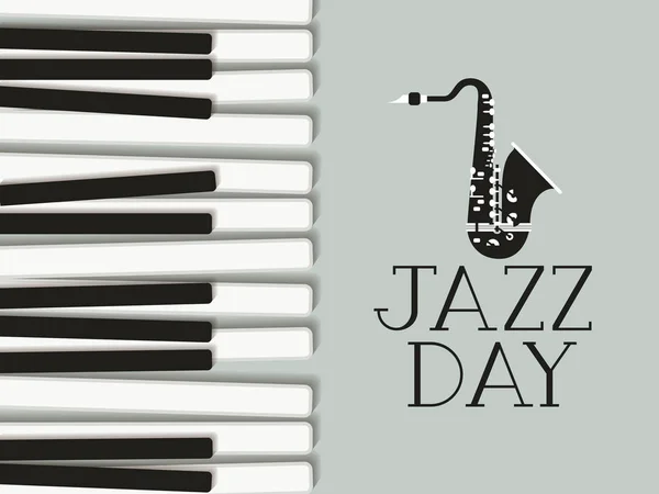 Jazz nap poszter zongora billentyűzettel és szaxofon — Stock Vector