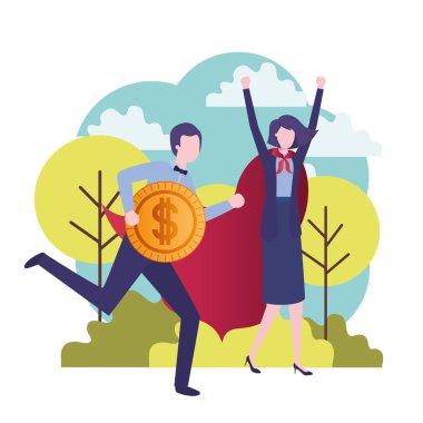 kahraman ceket ve para ile iş çift