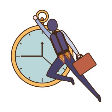 roket ve saat avatar karakter üzerinde işadamı