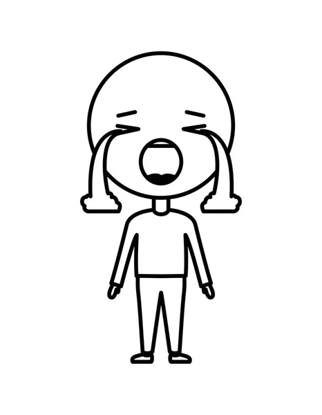Cartoon huilen emoticon met lichaam kawaii karakter — Stockvector