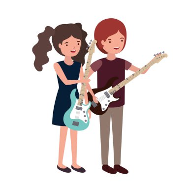 müzik aletleri avatar karakter ile çift