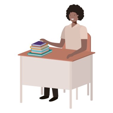 siyah adam okul yerinde kitap okuma oturuyor