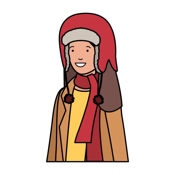 Junge Frau mit Winterkleidung Avatar-Charakter — Stockvektor