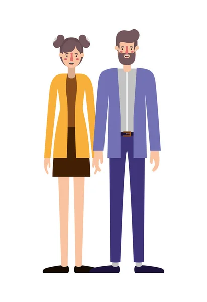 Pareja avatar caracteres iconos — Vector de stock