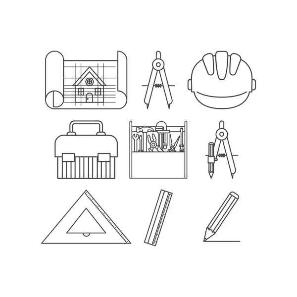 Herramientas de construcción conjunto de artículos — Archivo Imágenes Vectoriales