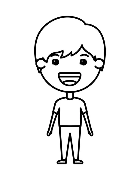 Cartoon happy man kawaii character — Stock Vector