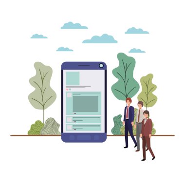 akıllı telefon avatar karakteri ile işadamları