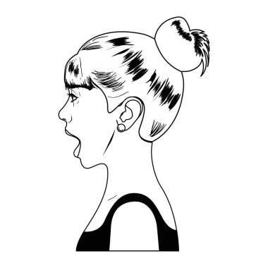 sürpriz yüz avatar karakter ile kadın