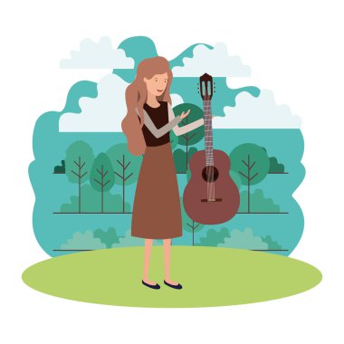 manzara avatar karakter gitar ile kadın