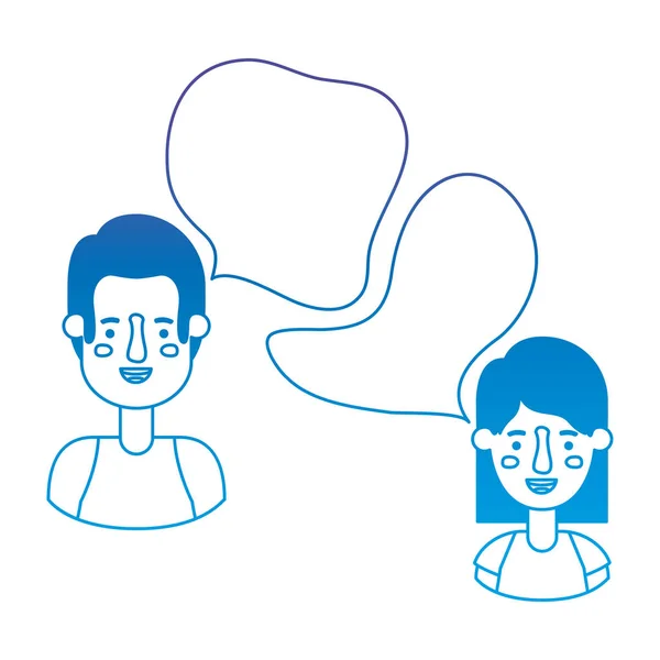 Couple avatar with speech bubbles — Stock Vector