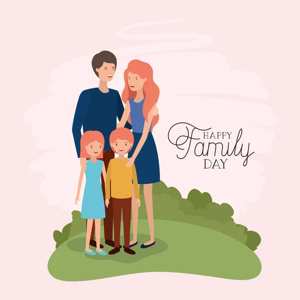 Carte journalière familiale avec parents et enfants sur le terrain — Image vectorielle