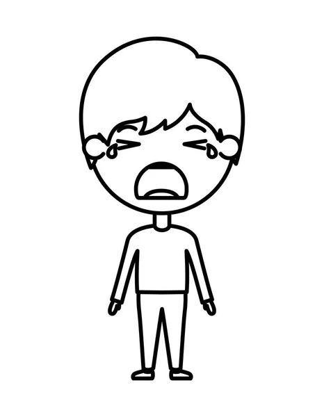 Dessin animé homme pleurer kawaii personnage — Image vectorielle